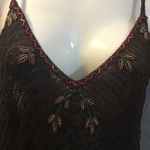 Tank with beading, brown (Small)
